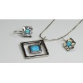 set colier si cercei. argint & opal australian. atelier Magnolia. bijuterii de designer